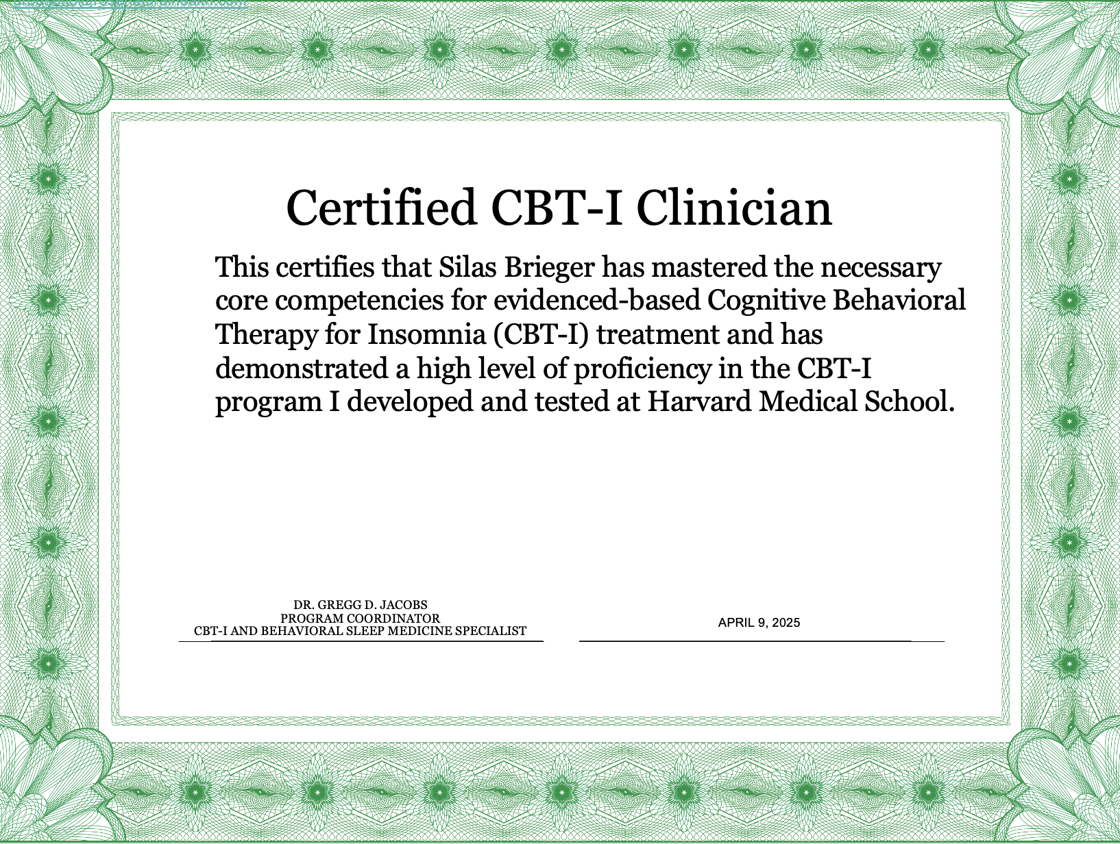 CBT-I Zertifikat